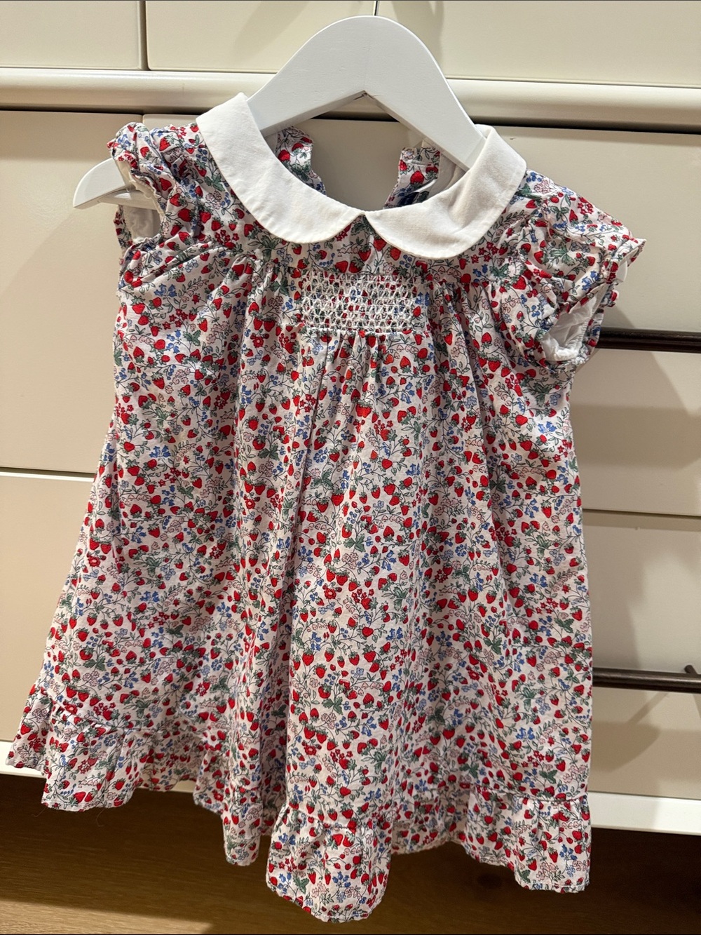 Janie and Jack White Dress with Red & Blue Floral Print